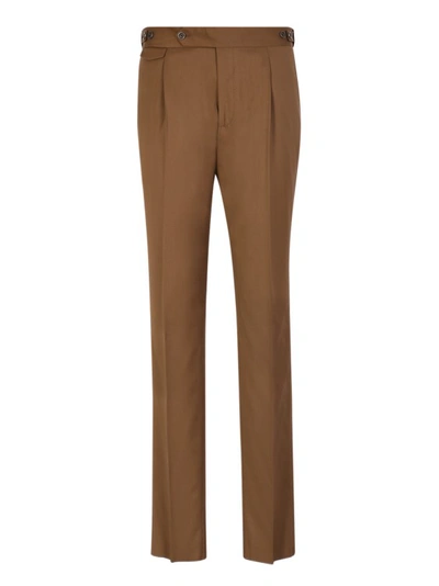 Lardini Wool Trousers In Brown
