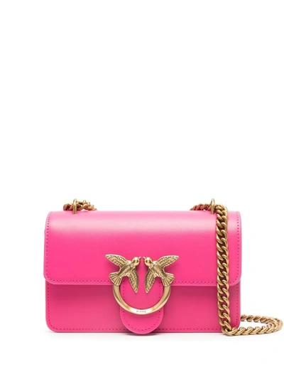 Pinko Love-birds Calf-leather Shoulder Bag In Barbabietola