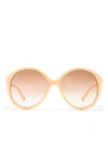 Chloé 58mm Round Sunglasses In Ivory Ivory Brown