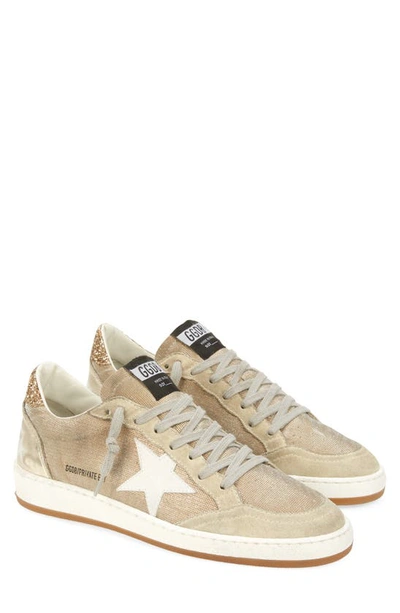 Golden Goose Ballstar Low Top Sneaker In Natural/gold/grey
