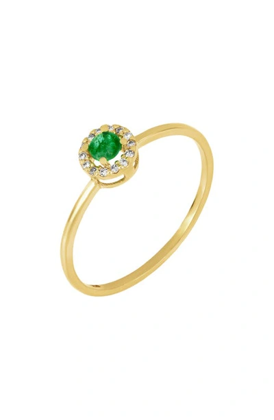 Bony Levy El Mar 18k Yellow Gold Emerald & Diamond Halo Ring