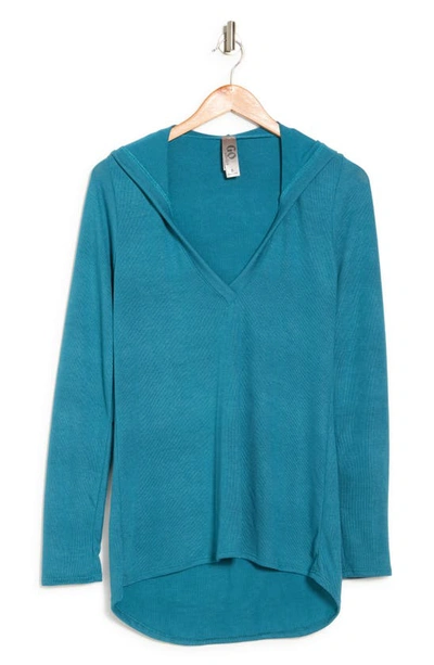 Go Couture Hooded Tunic Sweater In Skydiver