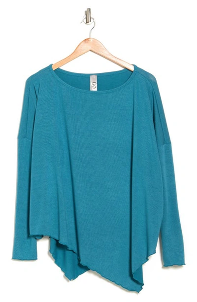 Go Couture Asymmetrical Hem Dolman Sleeve Sweater In Skydiver