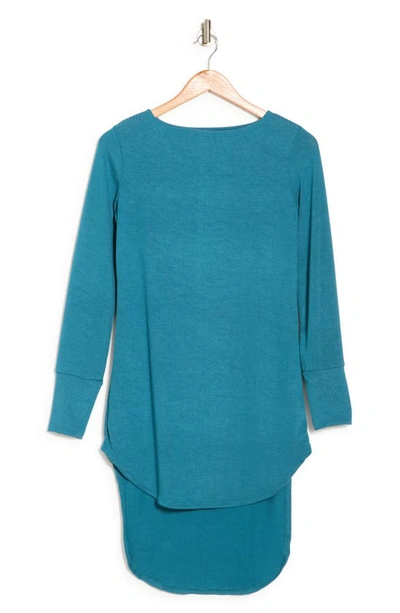 Go Couture Boatneck High/low Hem Tunic Top In Skydiver