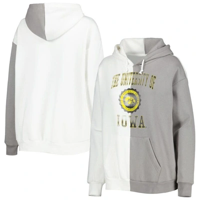 Gameday Couture Women's  Grey, White Iowa Hawkeyes Split Pullover Hoodie In Grey,white