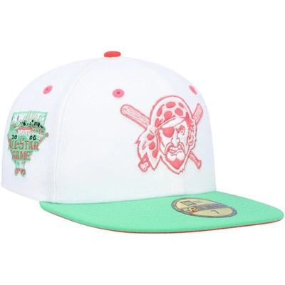 New Era Men's  White, Green Pittsburgh Pirates Watermelon Lolli 59fifty Fitted Hat In White,green