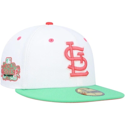 New Era Men's  White, Green St. Louis Cardinals 2011 World Series Watermelon Lolli 59fifty Fitted Hat In White,green