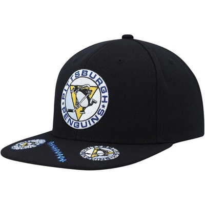 Mitchell & Ness Men's  Black Pittsburgh Penguins Vintage-like Hat Trick Snapback Hat