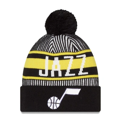 New Era Navy Utah Jazz Striped Cuffed Pom Knit Hat