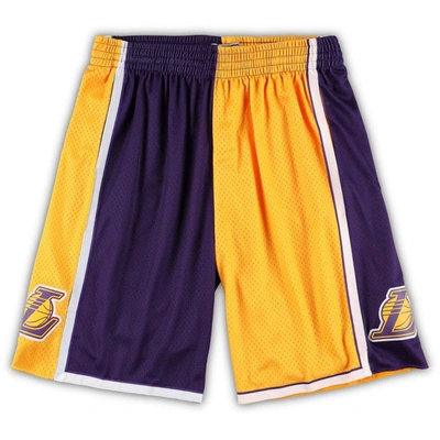 Mitchell & Ness Men's  Gold, Purple Los Angeles Lakers Big And Tall Hardwood Classics Split Swingman In Gold,purple