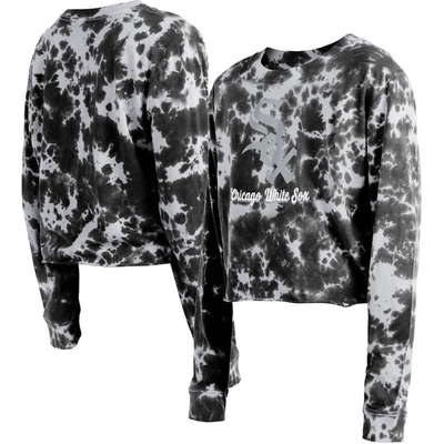 New Era Black Chicago White Sox Tie-dye Cropped Long Sleeve T-shirt