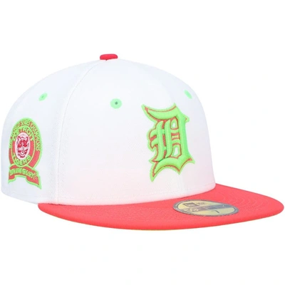 New Era Men's  White, Coral Detroit Tigers 1968 World Series Strawberry Lolli 59fifty Fitted Hat In White,coral