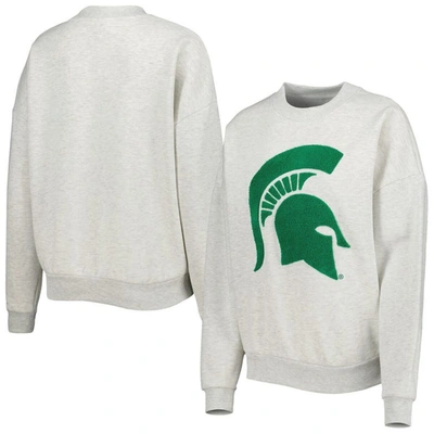 Gameday Couture Heather Ash Michigan State Spartans Chenille Patch Fleece Sweatshirt