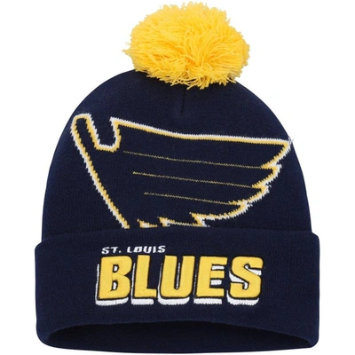 Mitchell & Ness Blue St. Louis Blues Punch Out Cuffed Knit Hat With Pom