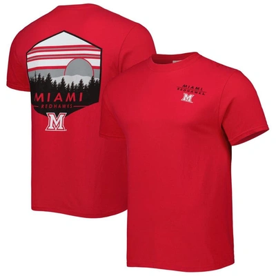 Image One Red Miami University Redhawks Landscape Shield T-shirt