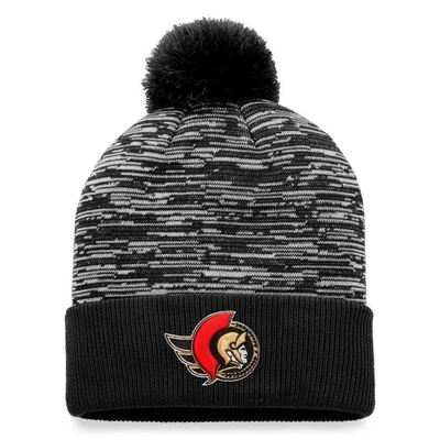 Fanatics Branded Black Ottawa Senators Defender Cuffed Knit Hat With Pom
