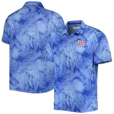 Tommy Bahama Royal New York Giants Big & Tall Bahama Coast Luminescent Fronds Camp Islandzone Button