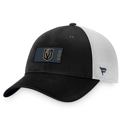 Fanatics Branded Black/white Vegas Golden Knights Authentic Pro Rink Trucker Snapback Hat In Black,white