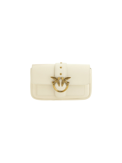 Pinko Love One Pocket Bag In White+white-antique Gold