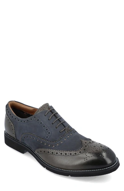 Thomas & Vine Covington Brogue Leather Oxford In Navy