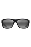 Maui Jim Southern Cross 63mm Ovresize Polarized Sunglasses In Black/ Grey Gradient