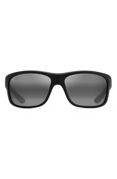 Maui Jim Southern Cross 63mm Ovresize Polarized Sunglasses In Black/ Grey Gradient