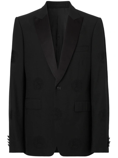 Burberry Oak Leaf Crest Jacquard Tuxedo Jacket In Nero