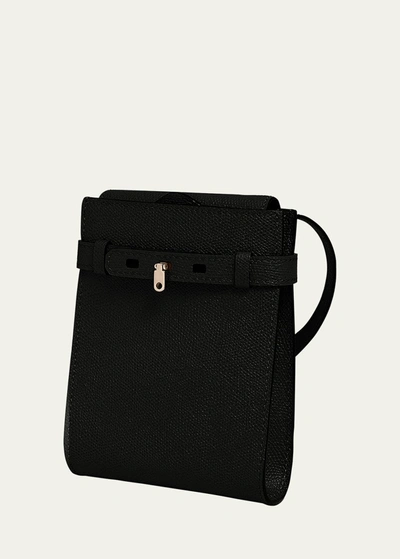 Valextra Men's Brera B-tracollina Slim Crossbody Bag In Nero Nn