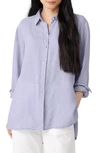 Eileen Fisher Side-slit Button-down Linen Shirt In Plume