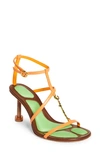 Jacquemus Leather Ankle-strap Sandals With Metal Signature In Multicolor