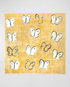 Hunt Slonem White Ascension Gold Leaf And Lacquer Placemat - 14.5"sq