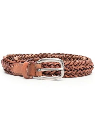 Golden Goose Braided Leather Belt In Braun