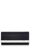 Judith Leiber Perry Crystal Bar Satin Clutch In Silver Black