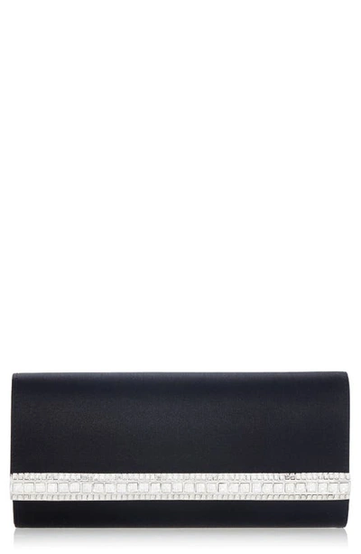 Judith Leiber Perry Crystal Bar Satin Clutch In Silver Black