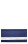 Judith Leiber Perry Crystal Bar Satin Clutch In Silver Navy