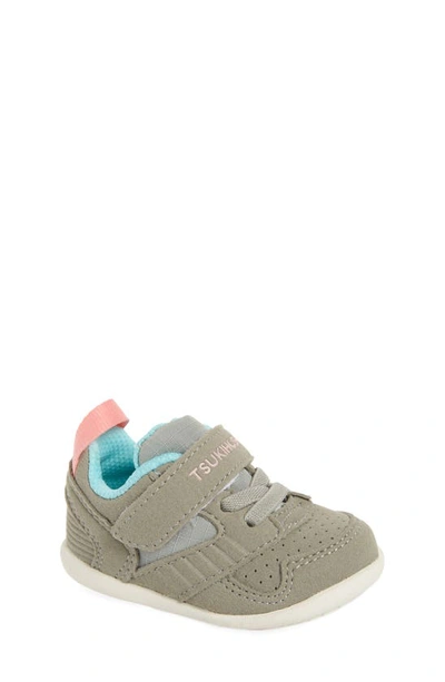 Tsukihoshi Kids' Racer Washable Sneaker In Gray/ Pink