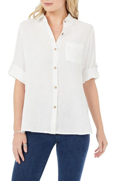 Foxcroft Tamara Gauze Button-up Shirt In White