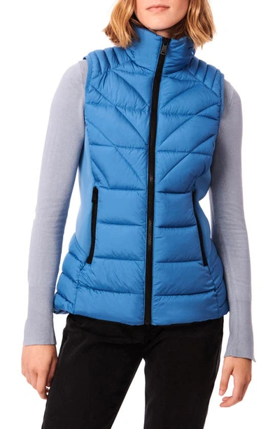 Bernardo Water Resistant Packable Puffer Vest In Riviera Blue