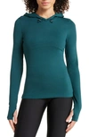 Alo Yoga Soft Visionary Hooded Pullover In Midnight Green
