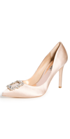 Badgley Mischka Cher Crystal Embellished Pump In Nude Satin