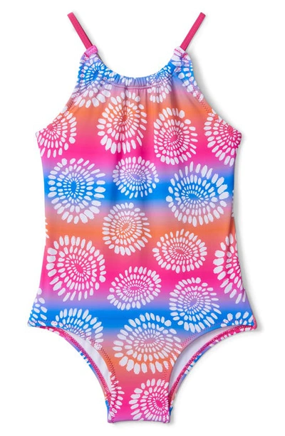 Hatley Kids' Eyelash Mandela One-piece Swimsuit In Fuchsia Purple