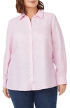 Foxcroft Jordan Linen Button-up Shirt In Pure Pink