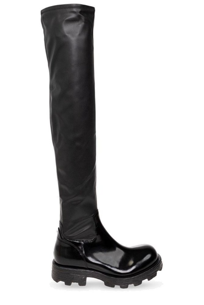 Diesel D-hammer Thigh High Boots In Black