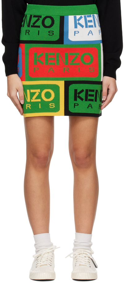 Kenzo 针织logo图案迷你半身裙 In Multicolor