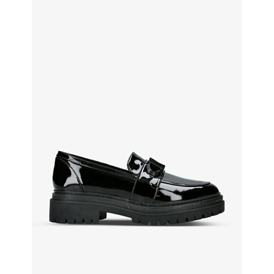 Michael Michael Kors Patent-leather Logo-plaque Loafers In Black