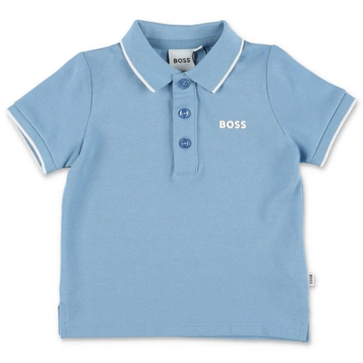 Hugo Boss Babies' Polo Azzurra In Piquet Di Cotone In Azzurro | ModeSens