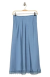 Cece Lace Trim Bias Skirt In Slate Blue