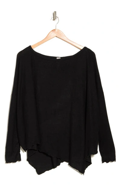 Go Couture Asymmetrical Hem Dolman Sleeve Sweater In Black Print 1