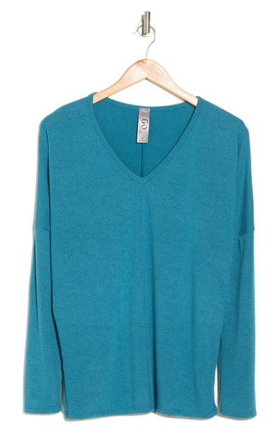 Go Couture V-neck Dolman Sleeve Sweater In Skydiver
