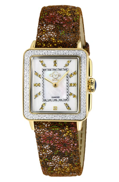 Gv2 Padova Diamond Leather Strap Watch, 27mm X 30mm In Brown